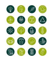 nachhaltige Energie alternative erneuerbare Ökologie Icons Set Block Line Style Icon vektor