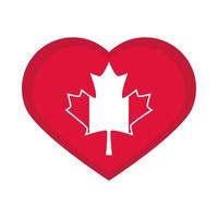 Kanada-Tagesflagge in Ahornblatt-Herzdekorationsfeier-Flachbildikone vektor
