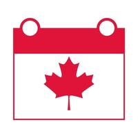Kanada Tag Unabhängigkeit Kalender Datum Ahornblatt Zeichen flache Stilikone vektor