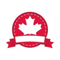 Kanada dag lönnlöv kanadensisk flagga färg klistermärke design platt stilikon vektor