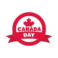Kanada dag lönnlöv banner insignier platt stilikon vektor