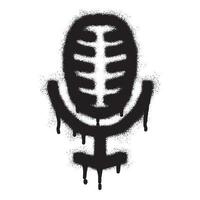 Mikrofon Graffiti mit schwarz sprühen Farbe vektor