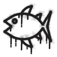 Thunfisch Graffiti mit schwarz sprühen Farbe vektor