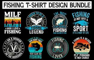 fiske årgång t-shirt design bunt, fiske t skjorta design bunt, fiske årgång t skjorta samling vektor