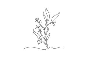 Single einer Linie Zeichnung Pflanzen und Kräuter Konzept. kontinuierlich Linie zeichnen Design Grafik Vektor Illustration.