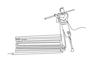 Single einer Linie Zeichnung deaktiviert Person Konzept Arbeiten im Arbeitsplatz. kontinuierlich Linie zeichnen Design Grafik Vektor Illustration.