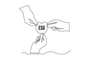 enda ett linje teckning esg - miljö, social, och styrning begrepp. kontinuerlig linje dra design grafisk vektor illustration.