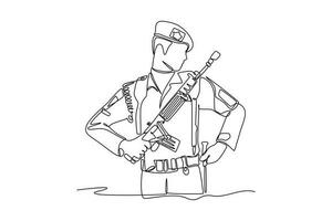 Single einer Linie Zeichnung Armee, Luft Macht und Marine. Militär- Konzept. kontinuierlich Linie zeichnen Design Grafik Vektor Illustration.