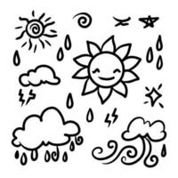 Vektor-Set von Wetter-Doodle-Elementen für Designzwecke vektor