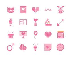 Happy Valentinstag Feier Dekoration romantische Icons Set rosa Design vektor