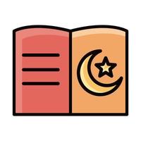 Heiliges Buch Eid Mubarak islamische religiöse Feierlinie und Füllsymbol vektor