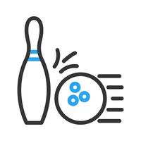 Bowling Symbol duocolor Blau schwarz Farbe Sport Symbol Illustration. vektor