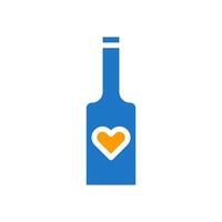 Wein Liebe Symbol solide Blau Orange Stil Valentinstag Illustration Symbol perfekt. vektor