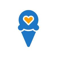 Eis Sahne Liebe Symbol solide Blau Orange Stil Valentinstag Illustration Symbol perfekt. vektor