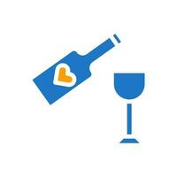 Wein Liebe Symbol solide Blau Orange Stil Valentinstag Illustration Symbol perfekt. vektor