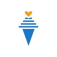 Eis Sahne Liebe Symbol solide Blau Orange Stil Valentinstag Illustration Symbol perfekt. vektor