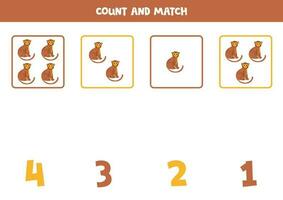 Zählen Spiel zum Kinder. Anzahl alle Affen und Spiel mit Zahlen. Arbeitsblatt zum Kinder. vektor