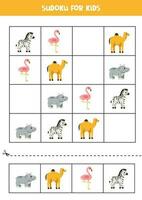 lehrreich Sudoku Spiel mit süß afrikanisch Tiere. vektor