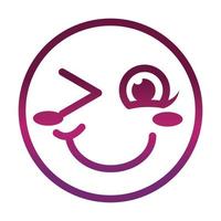 erröten zwinker lustig smiley emoticon gesichtsausdruck farbverlauf stil icon vektor