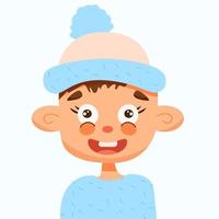 porträtt av en barnpojke i en hatt och en tröja vektor