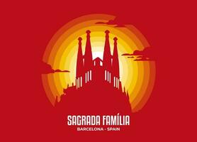 Sagrada familia Vektor. Mondlicht Illustration von berühmt historisch Statue und die Architektur im vereinigt Königreich. Farbe Ton basierend auf Flagge. Vektor eps 10