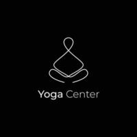 minimalistisk yoga poser mänsklig linje konst logotyp design begrepp. yoga meditation logotyp illustration vektor. vektor