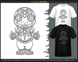 voodoo mandala konst isolerat på svart och vit t-shirt. vektor