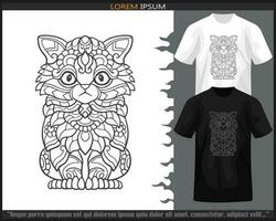 Katze Mandala Kunst isoliert auf schwarz und Weiß t Shirt. vektor