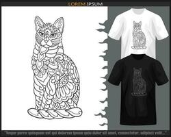 Katze Mandala Kunst isoliert auf schwarz und Weiß t Shirt. vektor