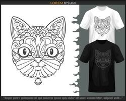 katt mandala konst isolerat på svart och vit t skjorta. vektor