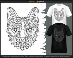 Katze Mandala Kunst isoliert auf schwarz und Weiß t Shirt. vektor