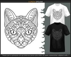 Katze Mandala Kunst isoliert auf schwarz und Weiß t Shirt. vektor