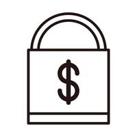 Sicherheitsschutz Geldeinkauf oder Zahlung Mobile Banking Line Style Icon vektor