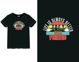 Freundschaft Tag T-Shirt Design vektor