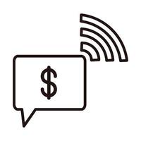 pengar anslutning digital shopping eller betalning mobil bank linje ikon vektor