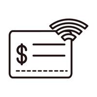 internet wifi digital kupong shopping eller betalning mobil bank linje ikon vektor