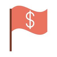 Mobile Banking rote Flagge Geld flache Stilikone vektor