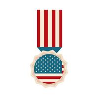 glad självständighetsdagen amerikanska flaggan medalj firande platt stilikon vektor