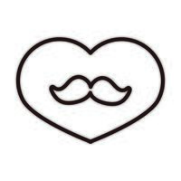 glad fäder dag älskar hjärtat mustasch dekoration firande linje stilikon vektor