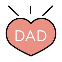 Happy Fathers Day Papa Inschrift Herz Liebe Feier Linie und Füllsymbol vektor