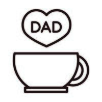 Happy Fathers Day Kaffeetasse Herz Papa Liebe Feier Linie Stil Symbol vektor