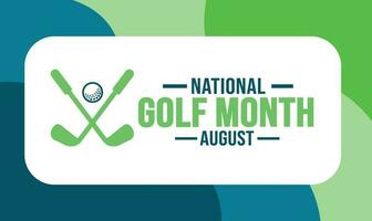 August ist National Golf Monat Hintergrund Vorlage. Urlaub Konzept. Hintergrund, Banner, Plakat, Karte, und Poster Design Vorlage mit Text Inschrift und Standard Farbe. Vektor Illustration.