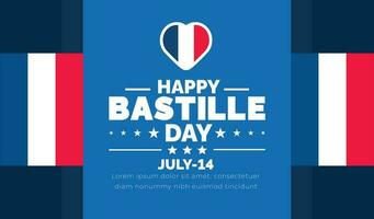 bastille dag eller Frankrike oberoende dag bakgrund, baner, affisch och kort design mall med standard Färg berömd i juli 14. vektor