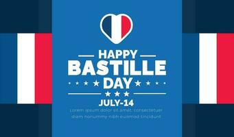 Bastille Tag oder Frankreich Unabhängigkeit Tag Hintergrund, Banner, Poster und Karte Design Vorlage mit Standard Farbe gefeiert im Juli 14. vektor