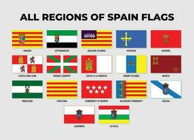 Spanien Provinzen und Regionen Flaggen Sammlung Design Vorlage vektor