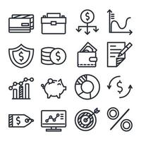 Wirtschaft und Finanzen Linie Stil Icon Set Vektordesign vektor