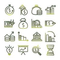 Wirtschaft und Finanzen Gradientenstil Icon Set Vektordesign vektor