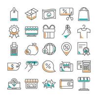 Shopping Line Style Icon Set Vektordesign vektor