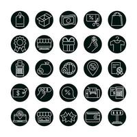 Shopping Block und Linienstil Icon Set Vektordesign vektor