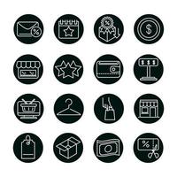 Shopping Block und Linienstil Icon Set Vektordesign vektor